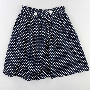 MODCLOTH Polka Dot A-Line Knee Length Skirt Size MEDIUM Womens Navy White‎